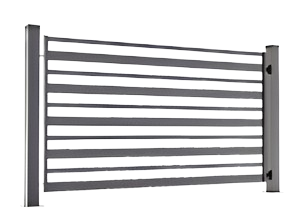 Zaun HORIZONTAL CLASSIC: Eine moderne Konstruktion, die auf abwechselnd angeordneten Paneelen mit den Größen 80x20mm und 40x20mm basiert